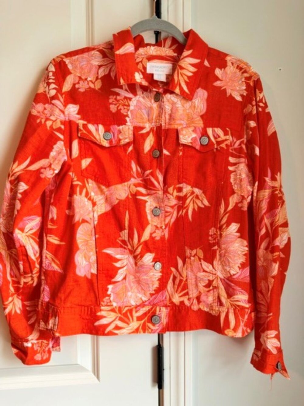 Cynthia Rowley 100% Linen Tropical Floral Jacket,